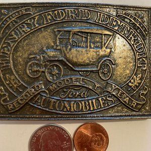 Vintage Belt Buckle, Henry Ford, Detroit, Business